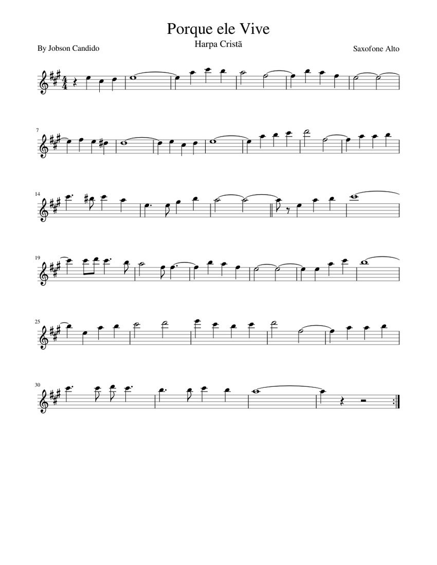 Porque ele Vive Sax alto Sheet music for Saxophone alto (Solo