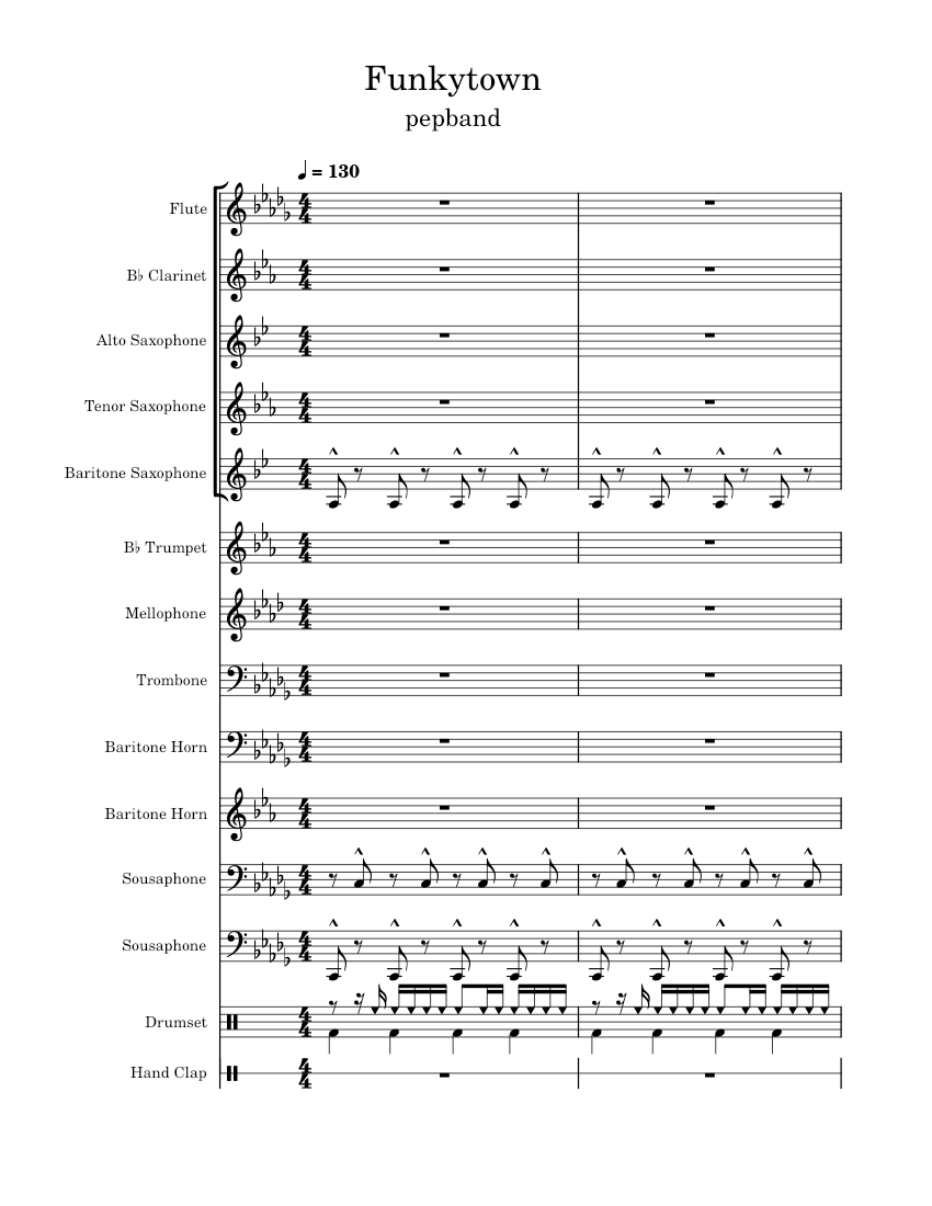 Funkytown – Lipps Inc. Sheet Music for Trombone, Mellophone, Flute ...