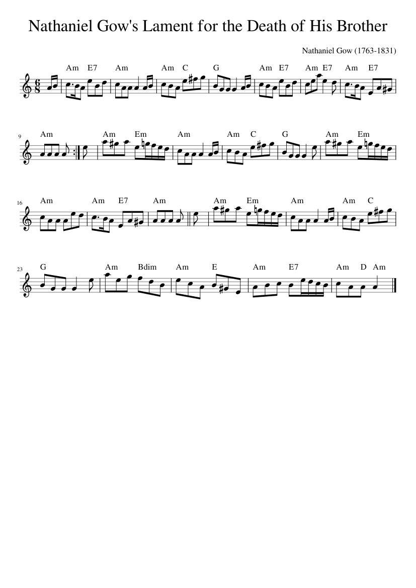 Nathaniel Gow's Lament for the Death of His Brother