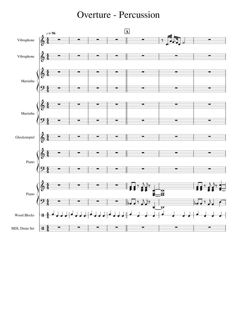 Overture Instruments Overture - Percussion Sheet music for Piano, Vibraphone, Glockenspiel ...