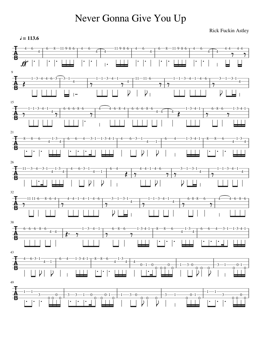 Never Gonna Give You Up Sheet music for Ukulele (Solo) | Musescore.com