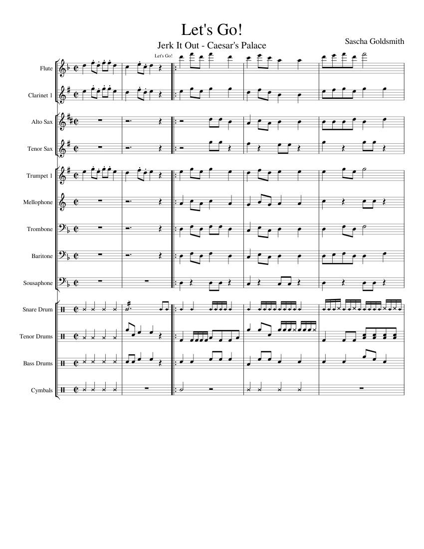 Let S Go Sheet Music For Trumpet In B Flat Trombone Flute Clarinet In B Flat Saxophone Alto Marching Band Download And Print In Pdf Or Midi Free Sheet Music Musescore Com