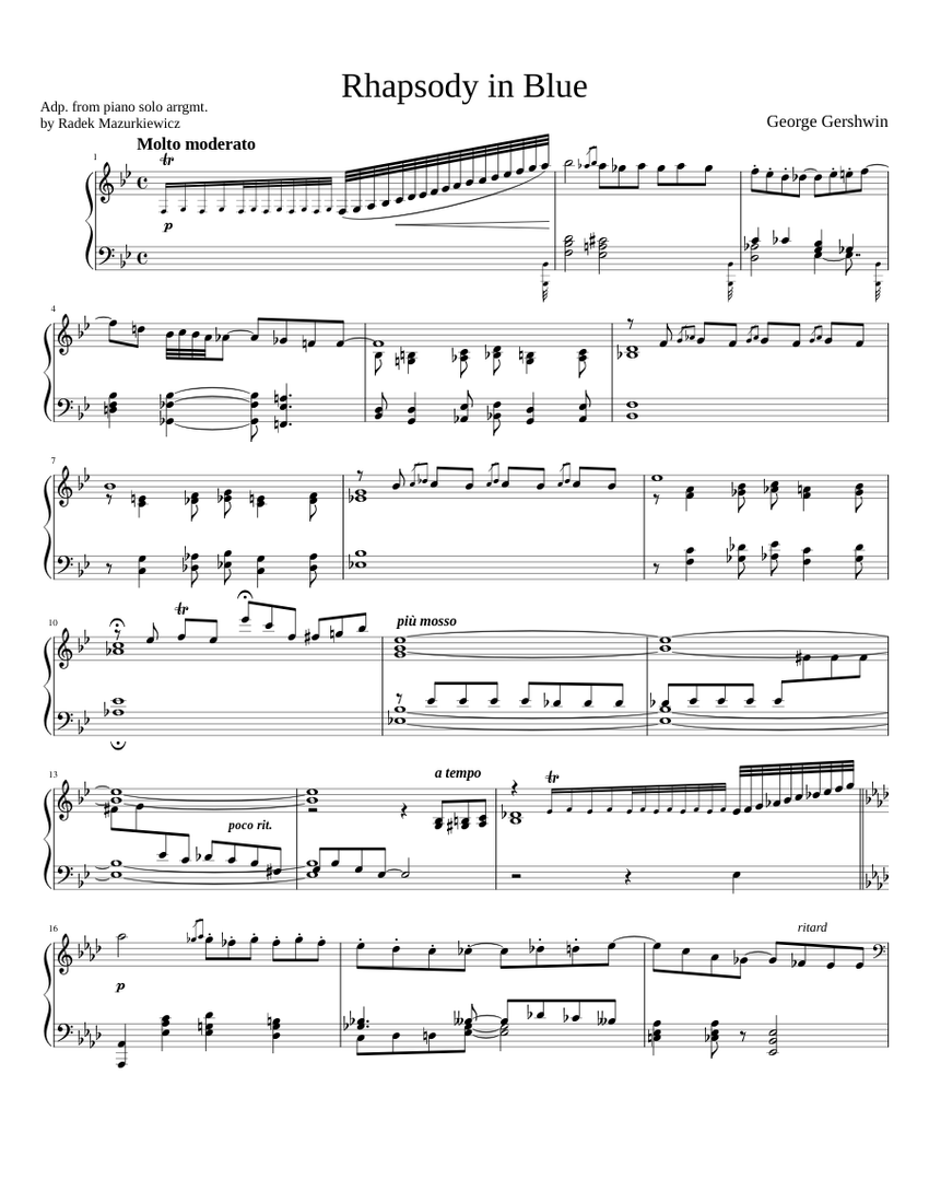 Gershwin Rhapsody in Blue (Piano solo) Sheet music for Piano (Solo) |  Musescore.com