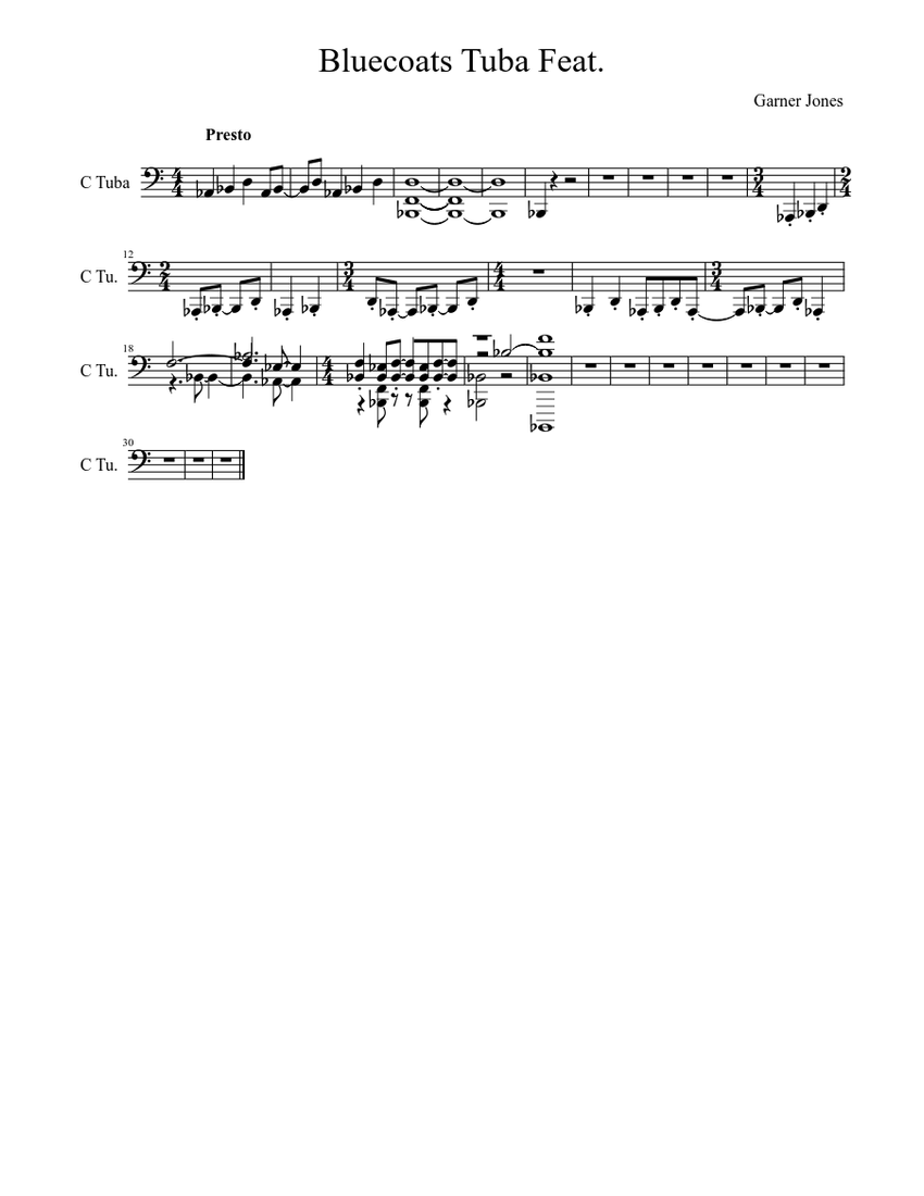 Bluecoats Tuba Feature 2014 Sheet music for Tuba (Solo) | Musescore.com