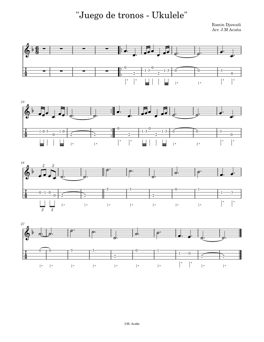 Juego de tronos - Ukulele Sheet music for Ukulele (Solo) | Musescore.com