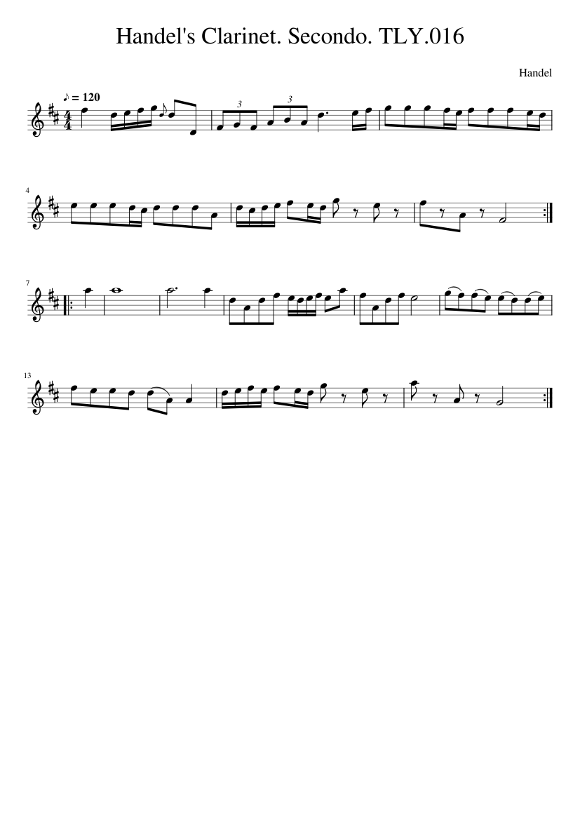 Handel's Clarinet. Secondo. TLY.016