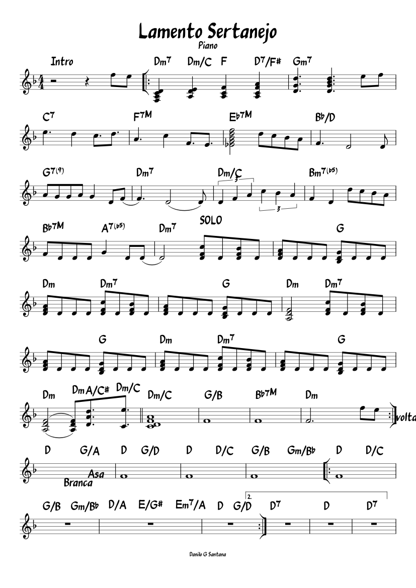 lamento sertanejo Sheet music for Piano (Solo) | Musescore.com