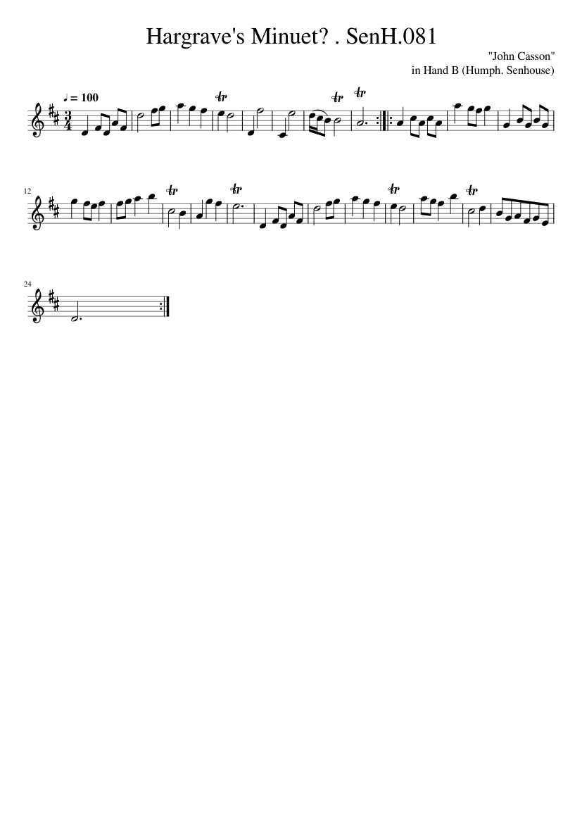 Hargrave's Minuet? . SenH.081