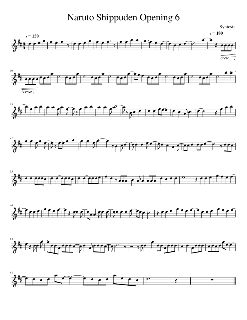 Naruto Shippuden Opening 6 Sheet music for Flute (Solo) | Musescore.com