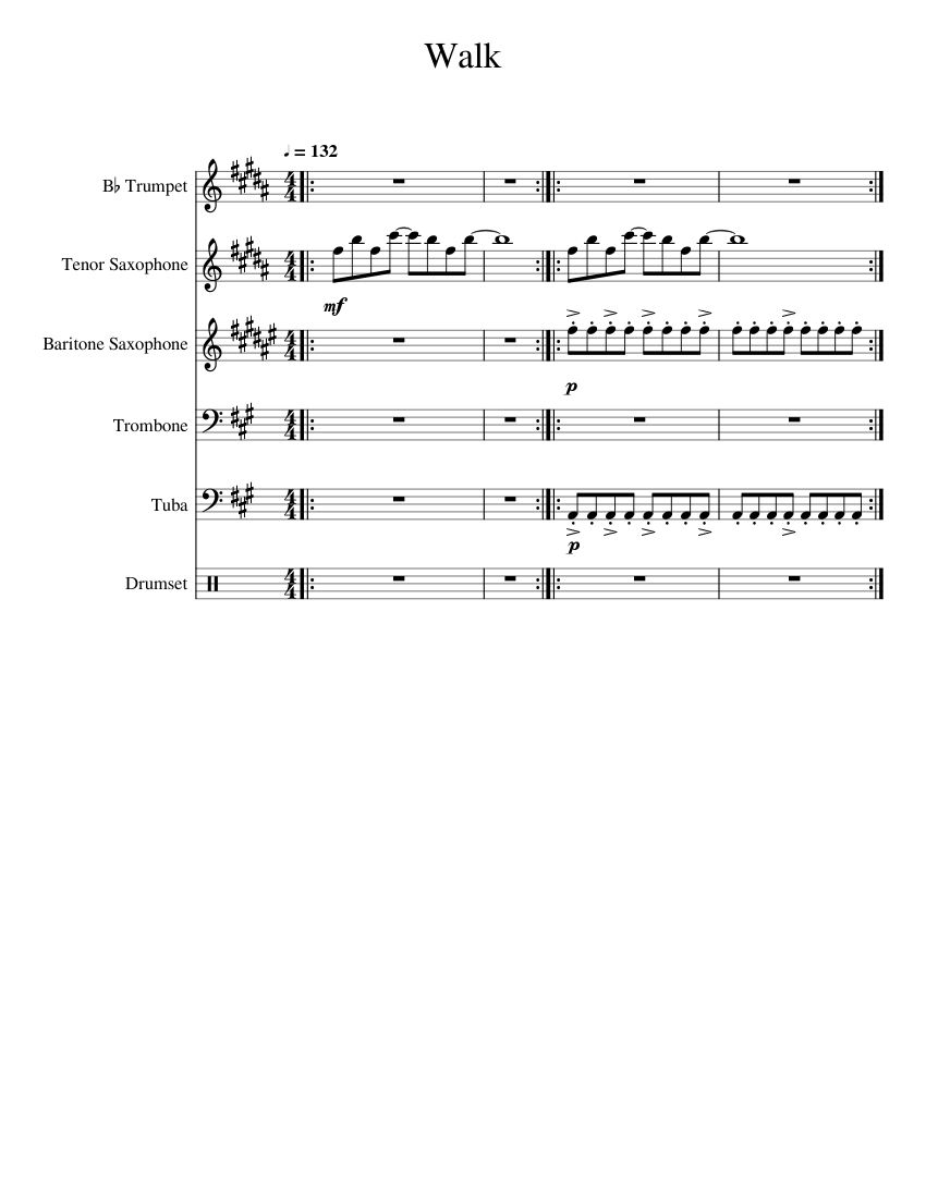 Walk Foo Fighters Sheet Music For Trumpet In B Flat Trombone Drum Group Tuba Saxophone Tenor Brass Quintet Download And Print In Pdf Or Midi Free Sheet Music For Walk By