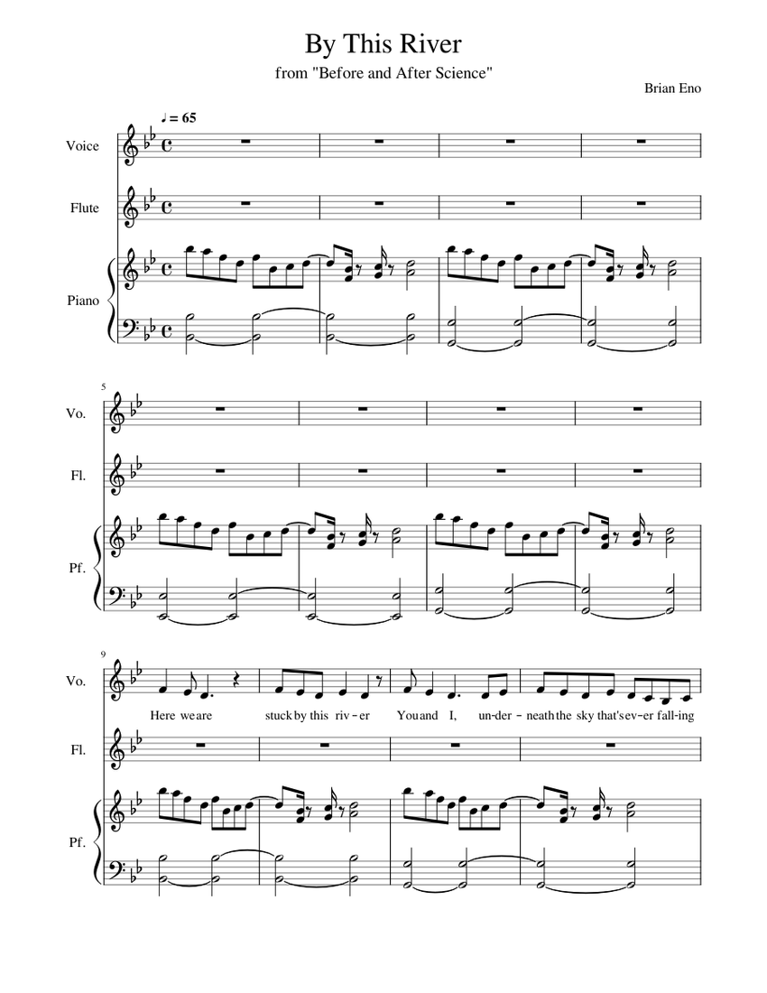 By This River - Brian Eno Sheet music for Piano, Vocals, Flute (Mixed Trio)  | Musescore.com