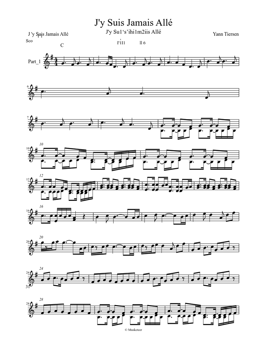 Yann Tiersen J Y Suis Jamais Alle Sheet Music For Piano Solo Musescore Com Nghe bài hát j'y suis jamais allé (ost le fabuleux destin d'amélie poulain) chất lượng cao 320 kbps lossless miễn phí. j y suis jamais alle sheet music for