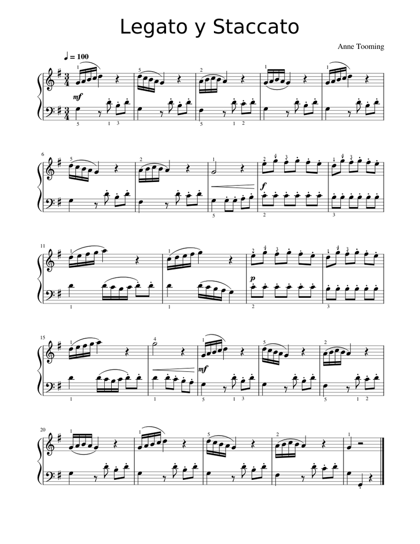 LEGATO Y STACCATO Sheet music for Piano (Solo)