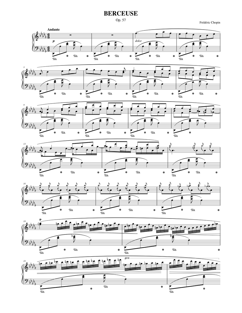 Frédéric Chopin: Berceuse in D-flat major, Op.57 - piano tutorial