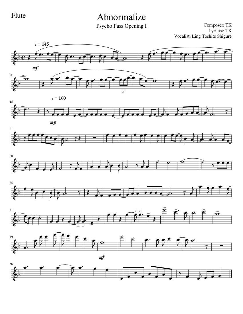 Abnormalize Psycho Pass Sheet Music For Flute Solo Musescore Com