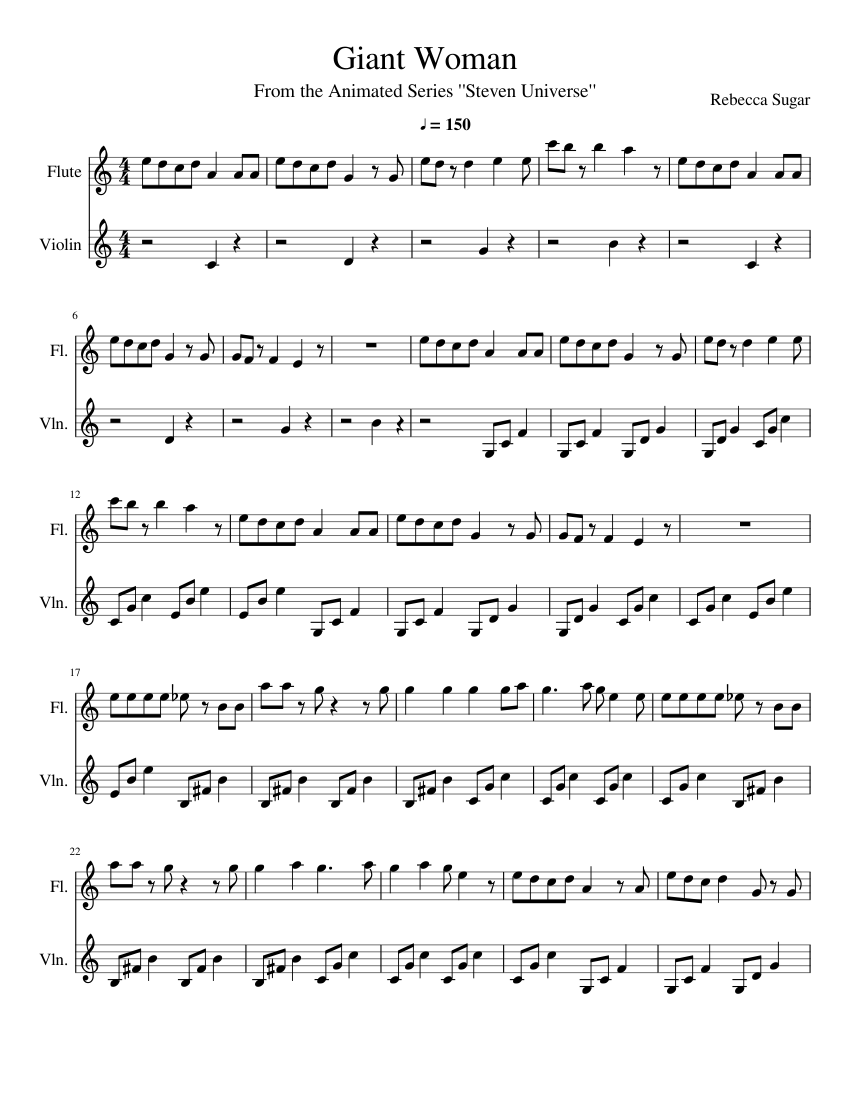 Giant Woman Sheet music for Flute, Violin (Mixed Duet) | Musescore.com