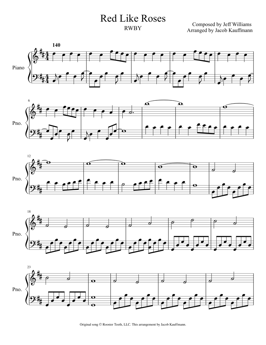 Red Like Roses Sheet music for Piano (Solo) | Musescore.com