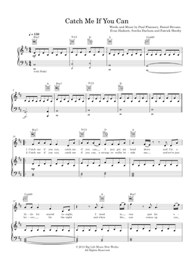 Free Catch Me If You Can By Walking On Cars Sheet Music | Download.