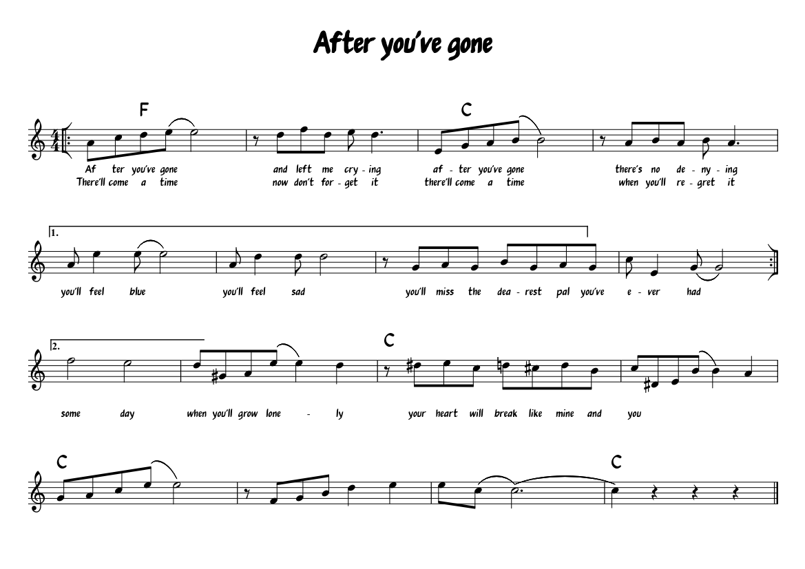 After you've gone Sheet music for Piano (Solo) Easy | Musescore.com