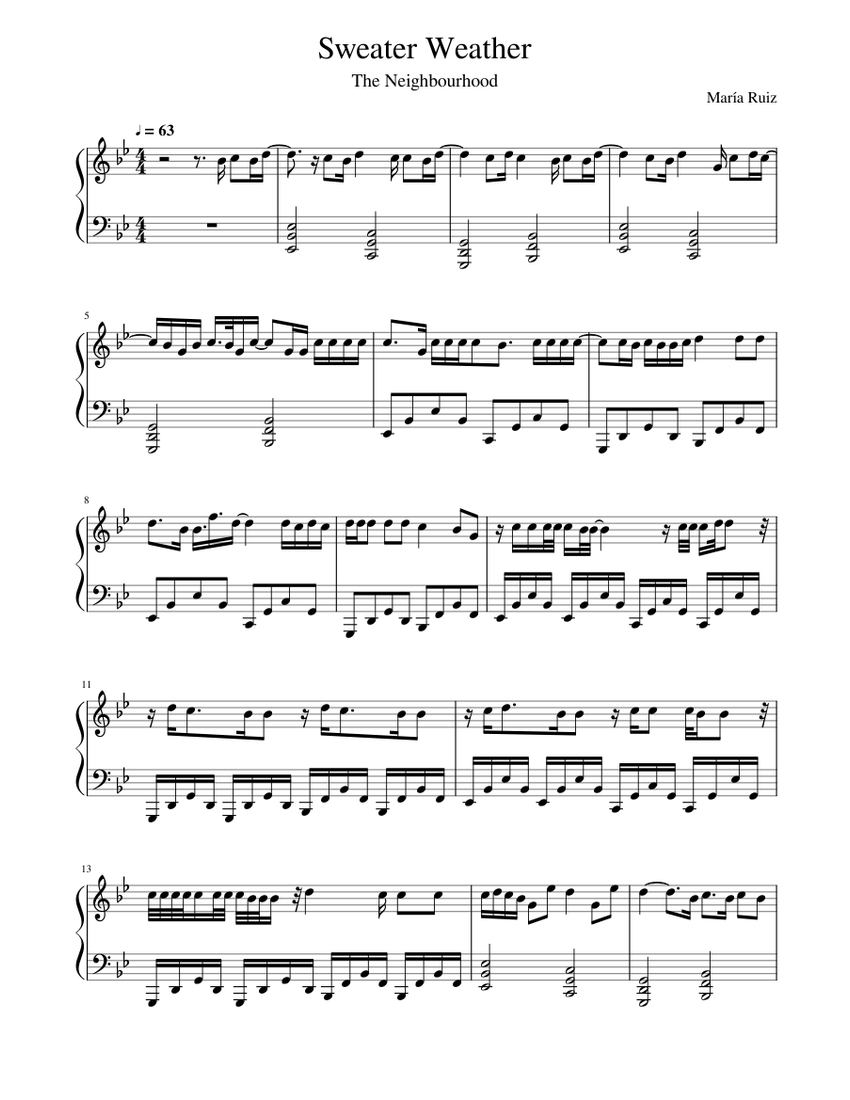 Sweater Weather - The Neighbourhood Sheet music for Piano (Solo) |  Musescore.com