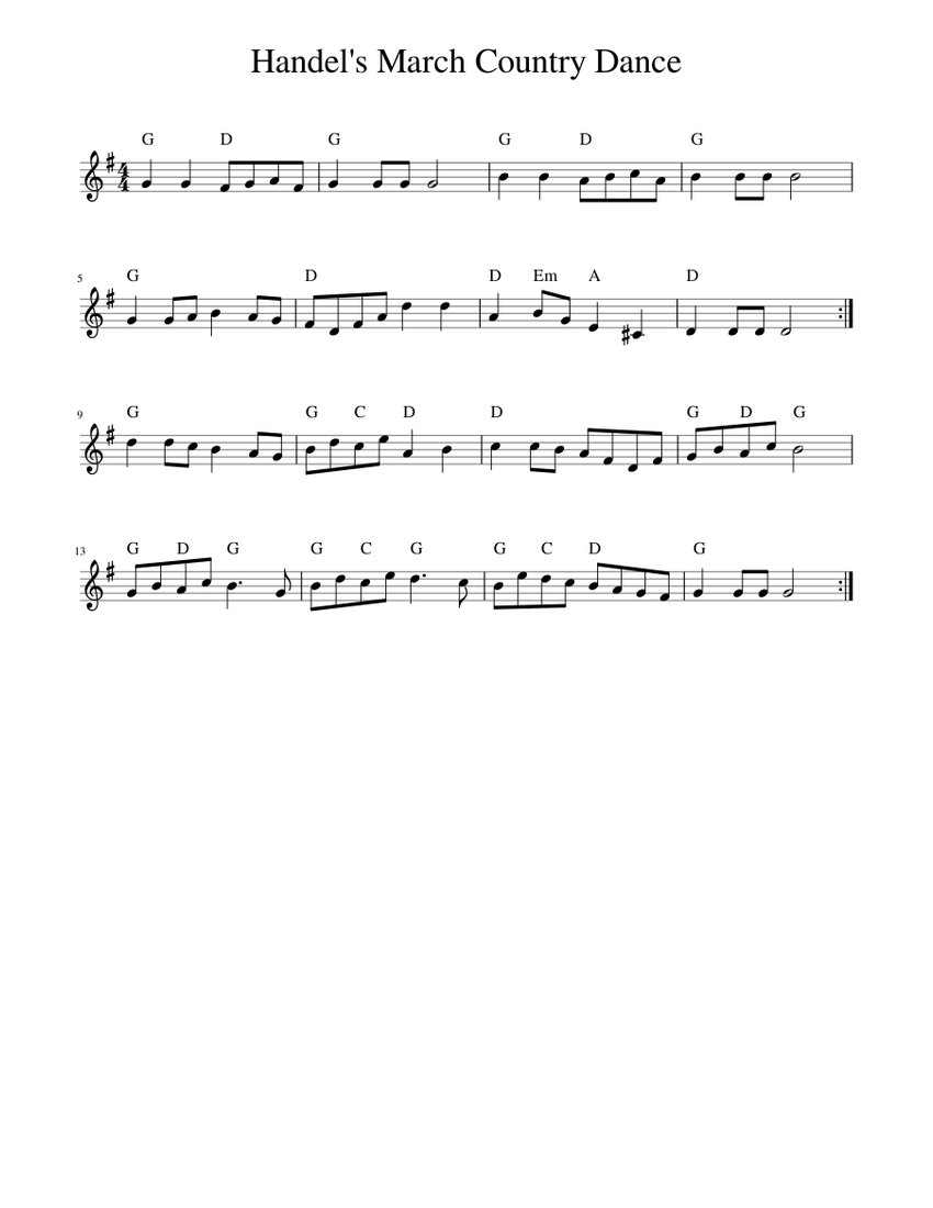 Handel's March Country Dance Sheet music for Piano (Solo) | Musescore.com