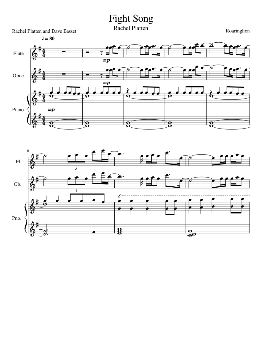 Fight Song Sheet music for Piano, Flute, Oboe (Mixed Trio) | Musescore.com