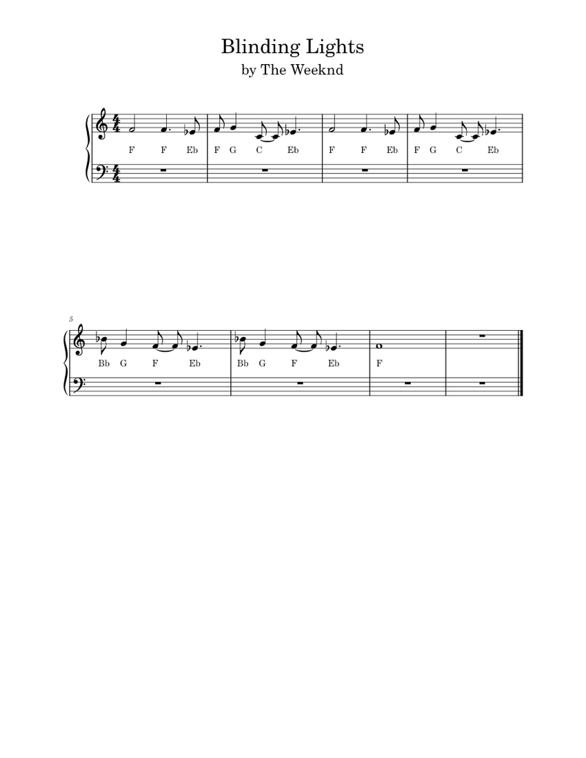 Blinding Lights – The Weeknd Blinding Lights Sheet music for Piano ...