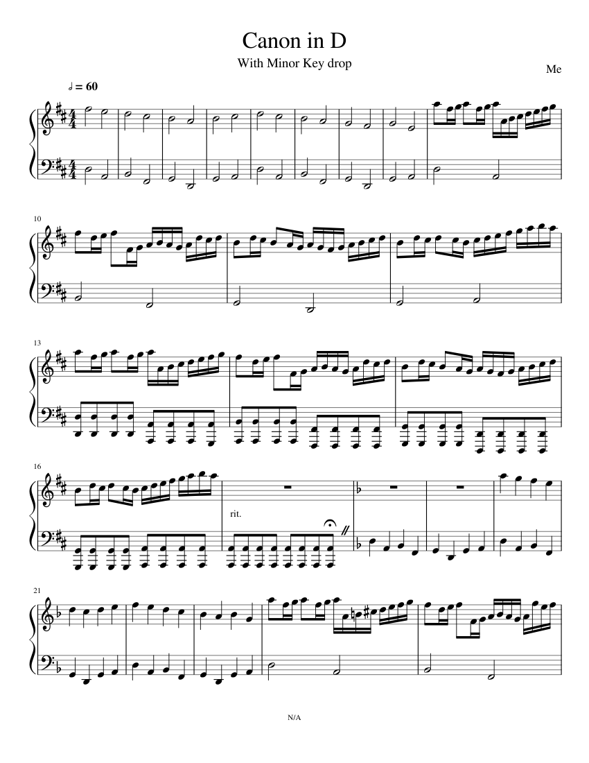 Canon in D Sheet music for Piano (Solo) | Musescore.com