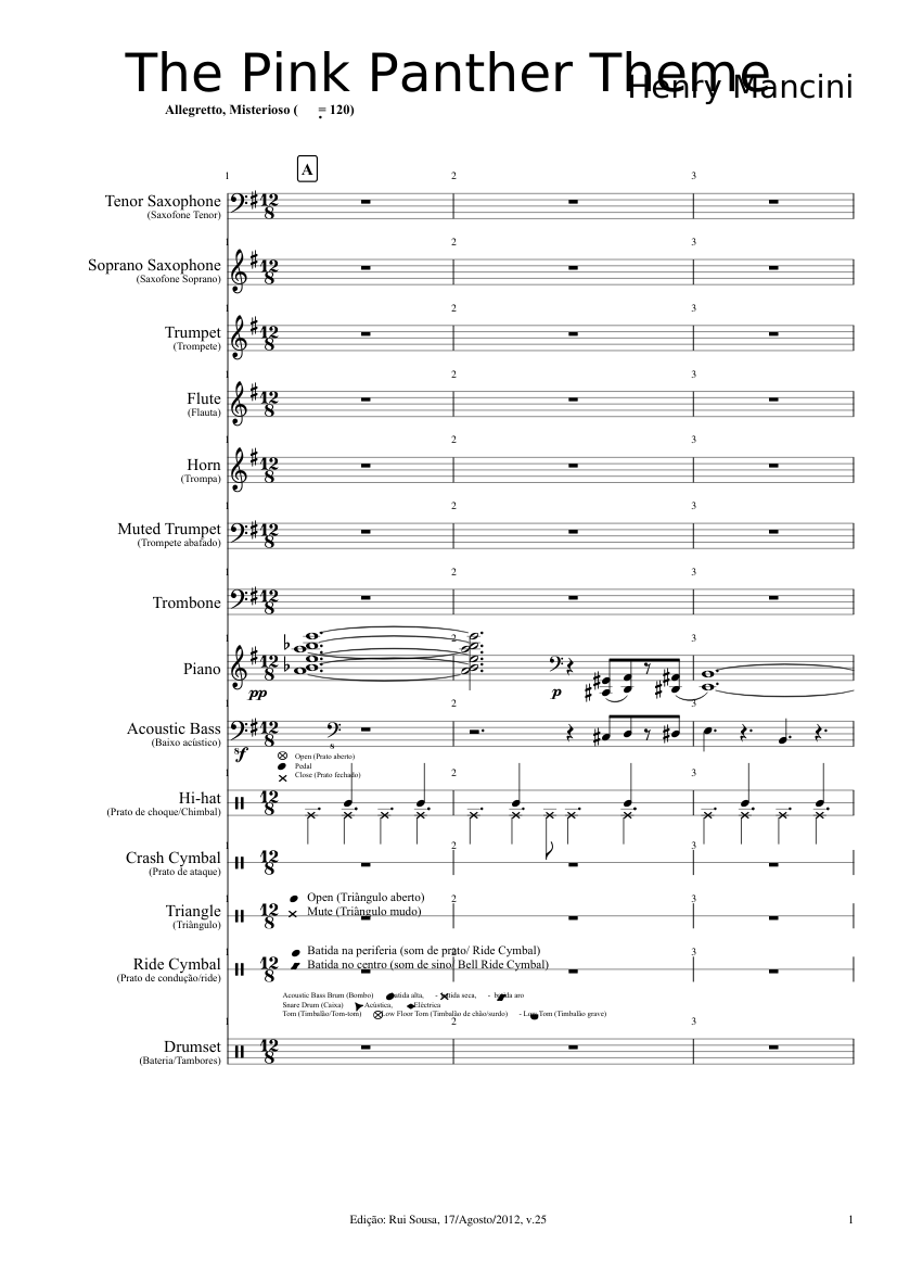 The Pink Panther Theme - Orchestral Version Sheet music for Piano, Trombone  (Solo) | Musescore.com
