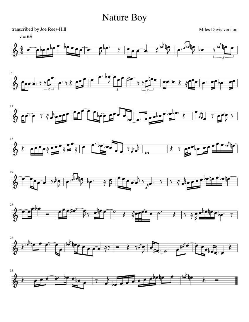Nature Boy Sheet music for Trumpet B Flat) (Solo) | Musescore.com