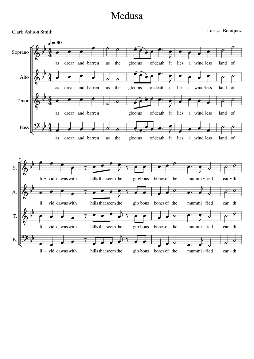 Medusa Note Medusa Sheet music for Soprano, Alto, Tenor, Bass voice (Choral ...