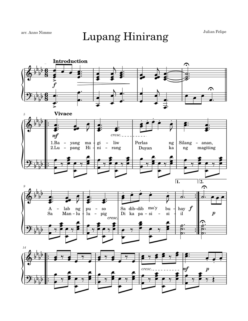 Lupang Hinirang - National Anthem of the Philippines Sheet music for