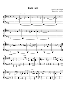 I See Fire By Ed Sheeran Free Sheet Music Download Pdf Or Print On Musescore Com