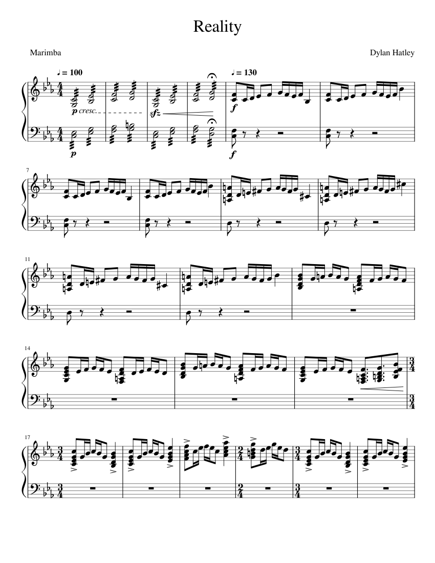 Reality - Marimba Solo Sheet music for Marimba (Solo) | Musescore.com