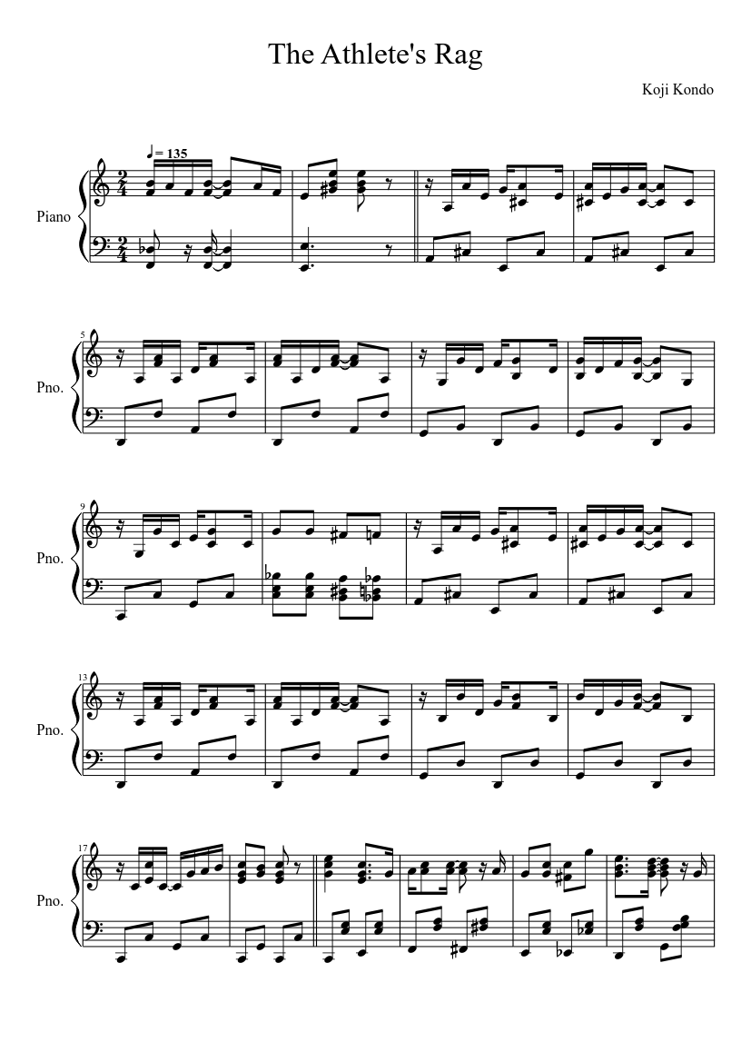The Athlete S Rag Sheet Music For Piano Solo Musescore Com