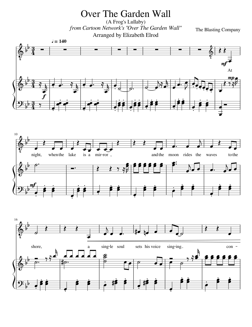 Over the Garden Wall (also known as A Frog's Lullaby) Sheet music for Piano, Vocals (PianoVoice