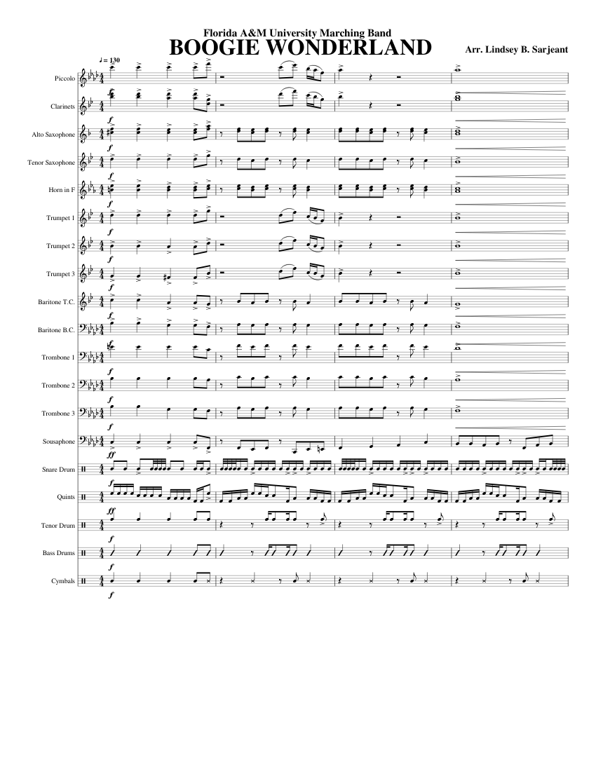 BOOGIE WONDERLAND (FAMU) Sheet music for Trombone, Euphonium, Flute  piccolo, Clarinet in b-flat & more instruments (Marching Band) |  Musescore.com