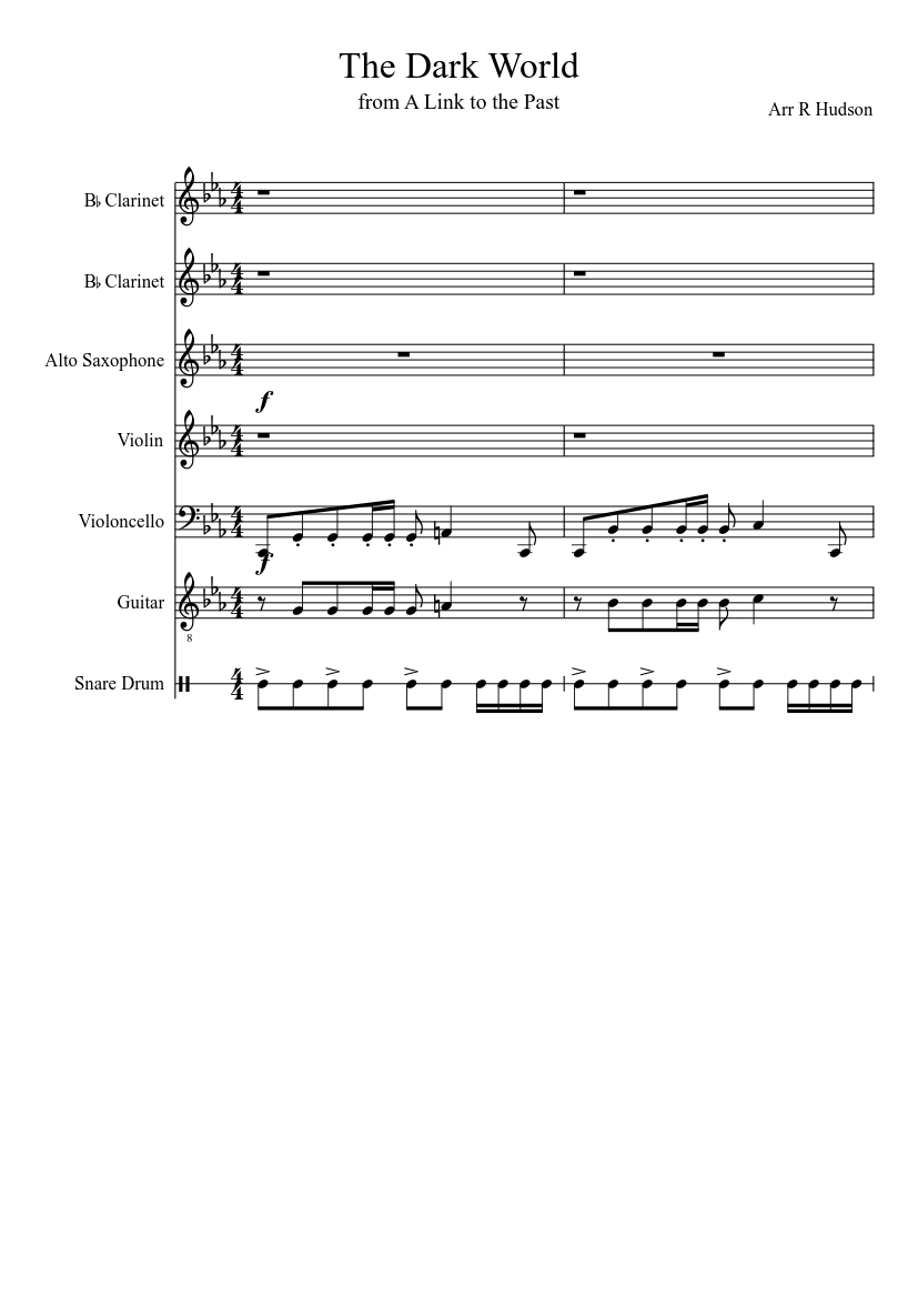 The Dark World Sheet music for Violin, Guitar, Clarinet other (Mixed  Quartet) | Musescore.com