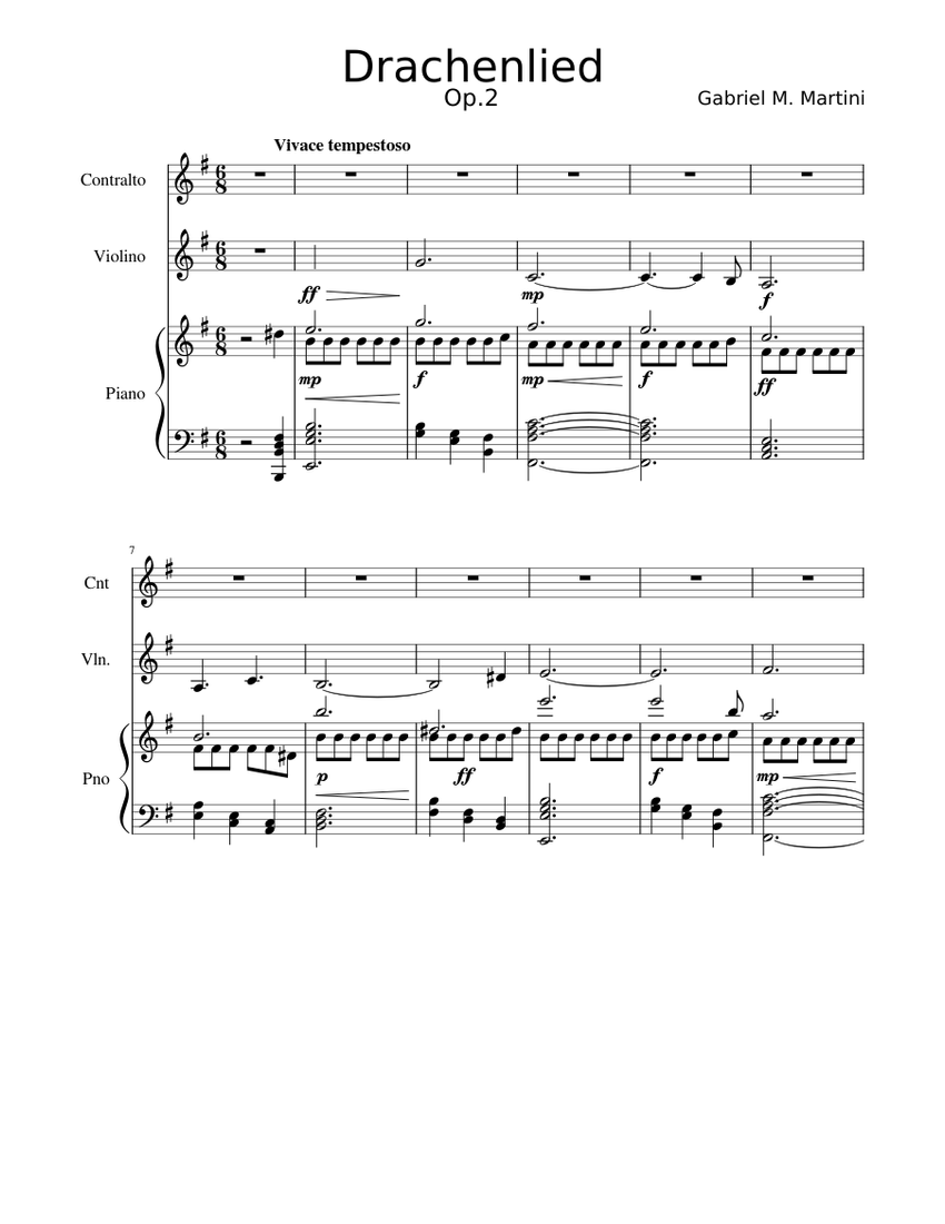  Drachenlied, op.2 Sheet music for Piano, Violin (Mixed Trio Illustration 