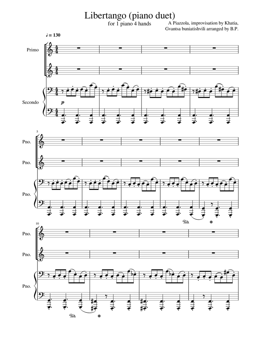 Libertango (piano duet) Sheet music for Piano (Mixed Trio) Musescore.com.