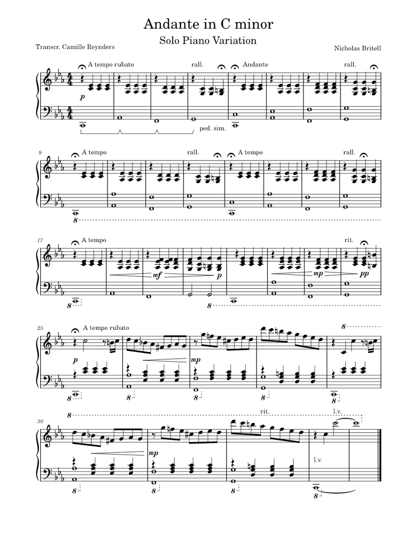 Andante in C minor (solo piano) by Nicholas Britell From Succession