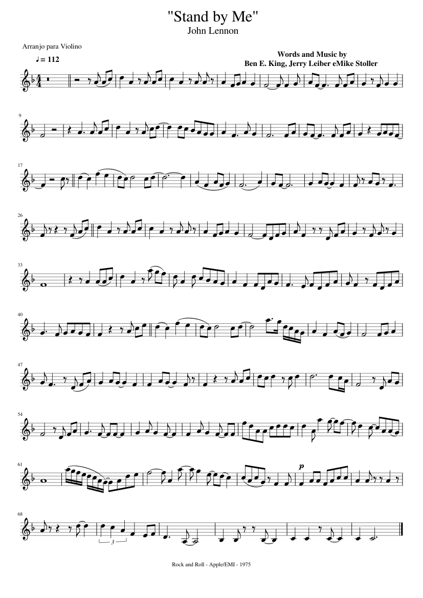 Stand By Me Sheet Music For Violin Solo Musescore Com
