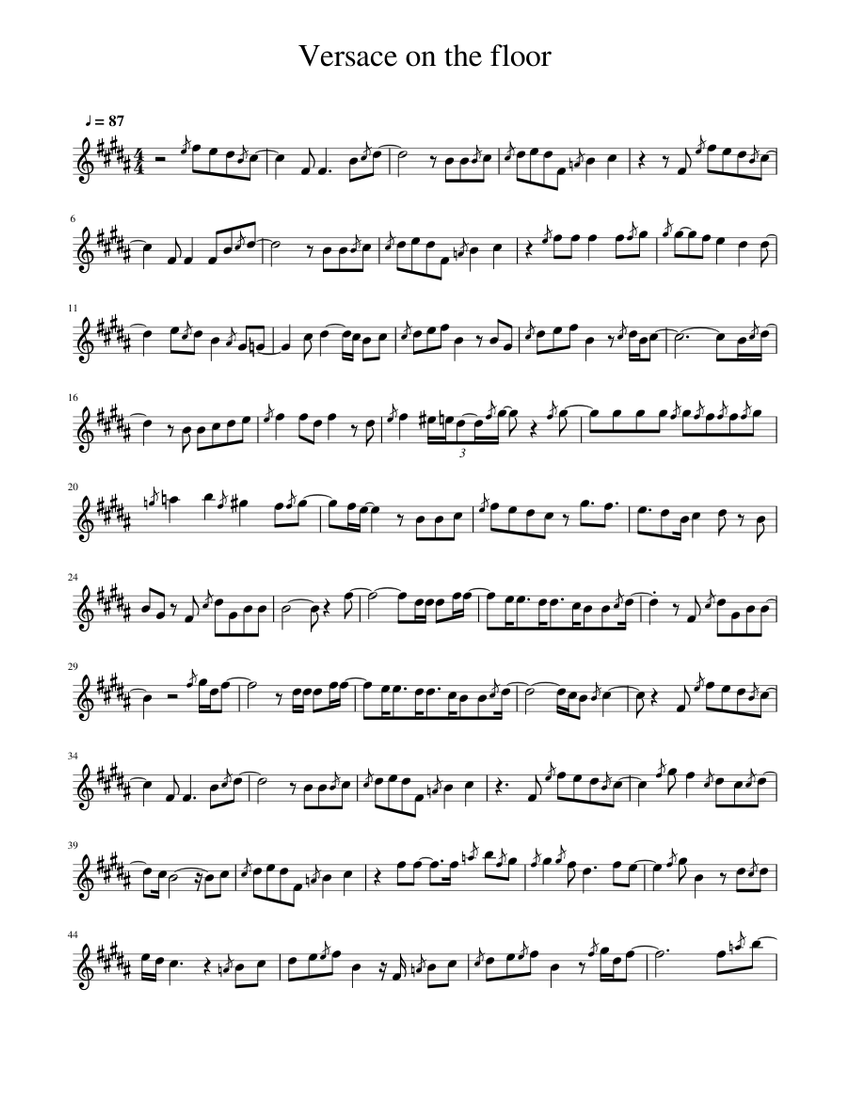 Versace On The Floor Sheet music for Saxophone alto (Solo) | Musescore.com