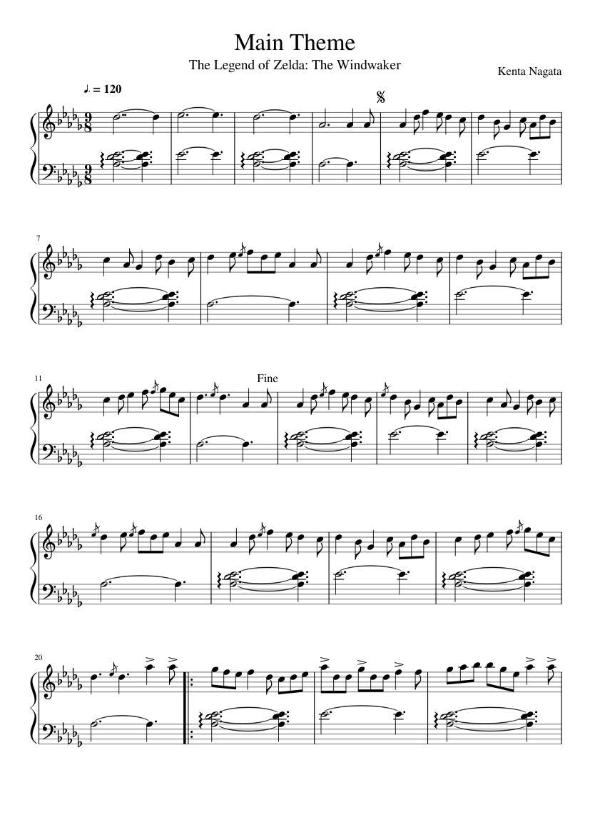 The Legend of Zelda: The Windwaker Main Theme Harp/ Piano Sheet music for  Harp (Solo) | Musescore.com