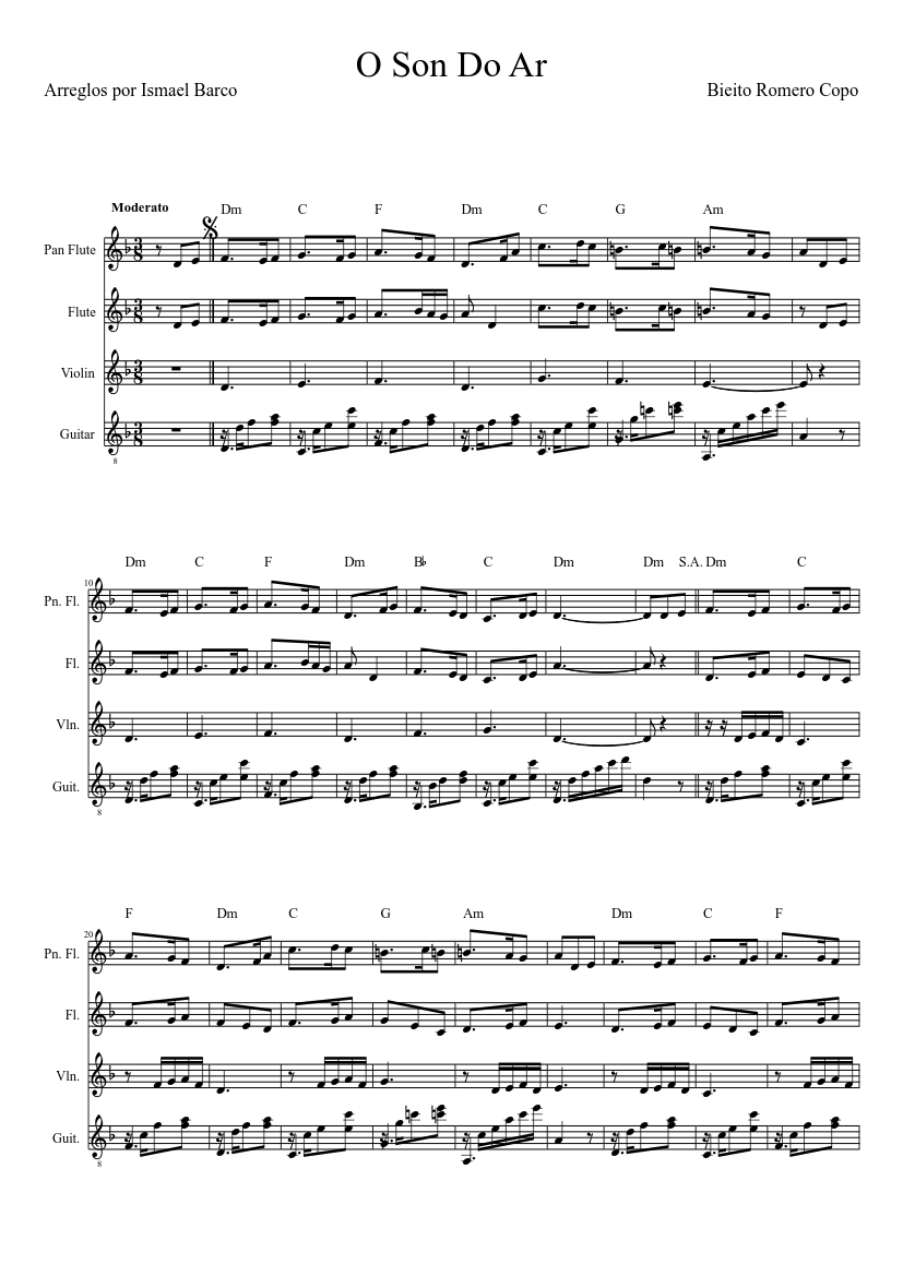 O Son Do Ar Sheet music for Flute, Violin, Guitar (Mixed Trio) |  Musescore.com
