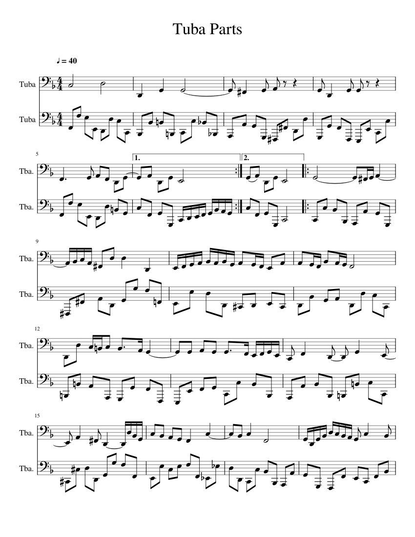Tuba Parts Sheet music for Tuba (Brass Duet) | Musescore.com
