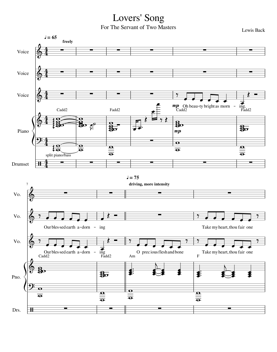 Lovers Song Sheet music for Piano, Voice (other) (Mixed Quartet) |  Musescore.com