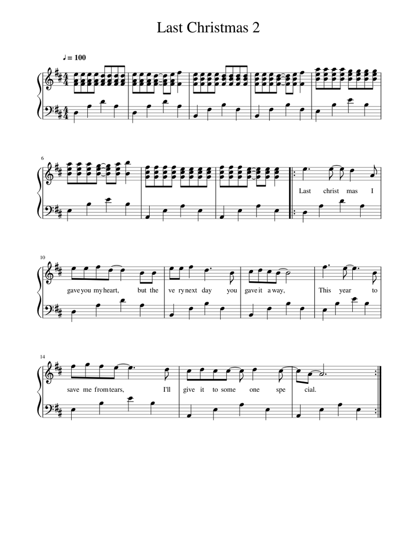 Last Christmas 2 Sheet music for Piano (Solo) | Musescore.com
