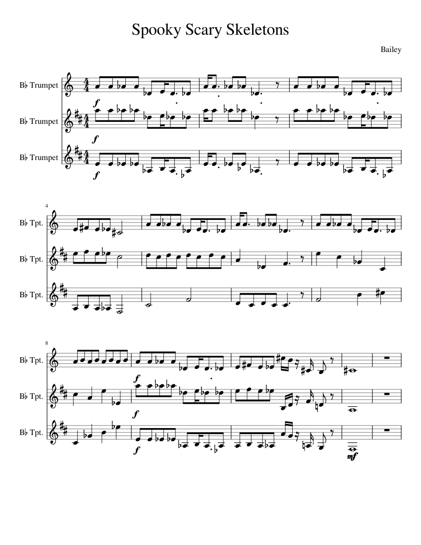 Spooky Scary Skeletons Remix Sheet music for Piano, Trumpet in b-flat (Mi.....