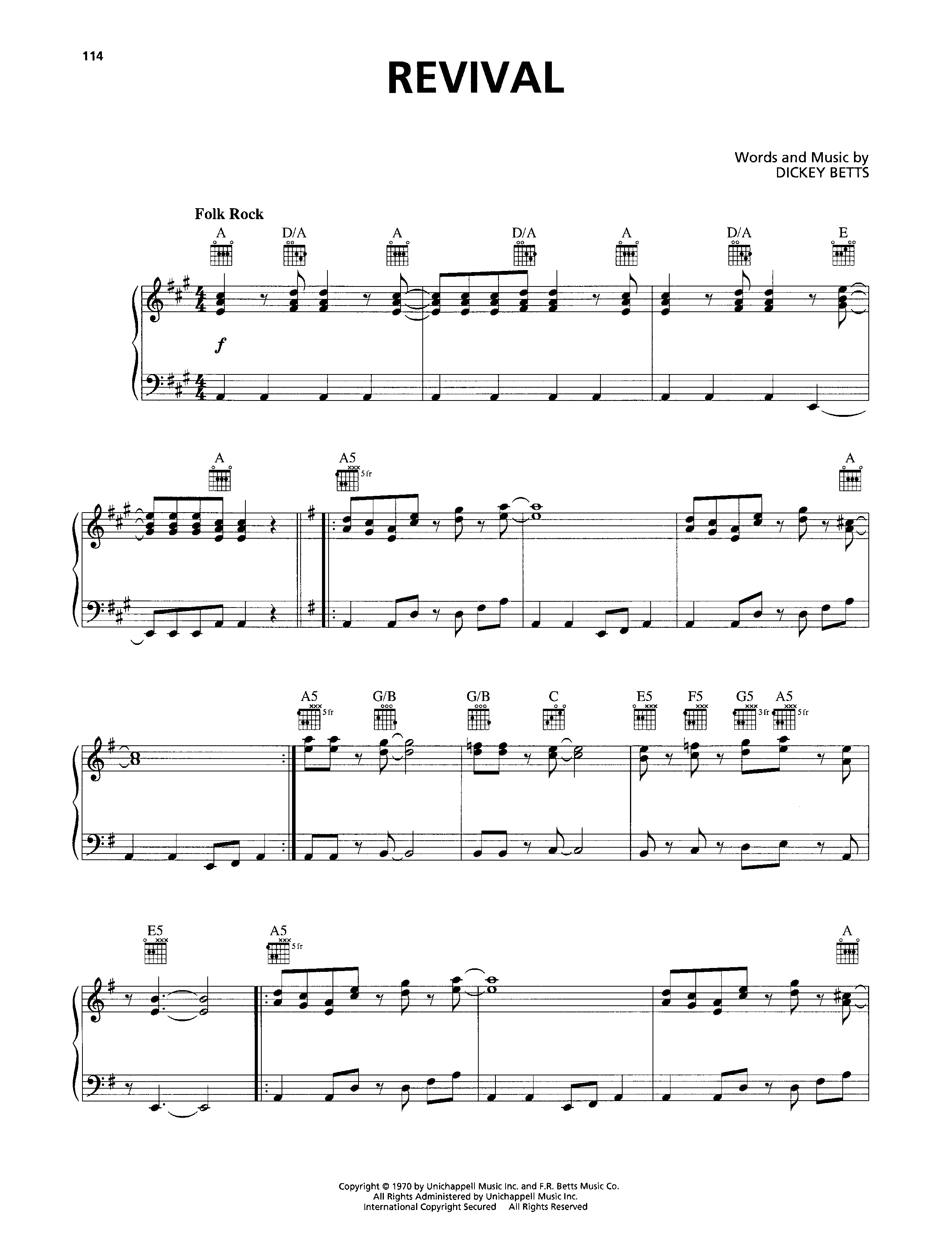Play Official version of Revival Sheet Music by The Allman